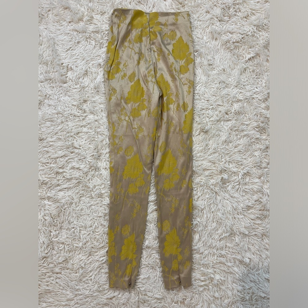 High-Waist Floral Print Ponte Pants - Beige & Yellow - Picture 8 of 8